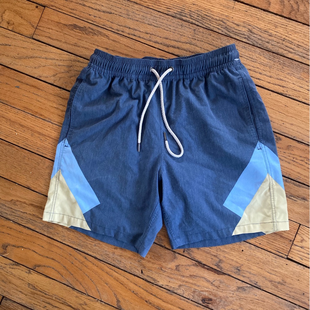 Fair Harbor Blue Yellow Athletic Bayberry Lined Swim Trunk Shorts Size M Sports